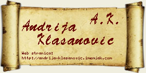 Andrija Klasanović vizit kartica